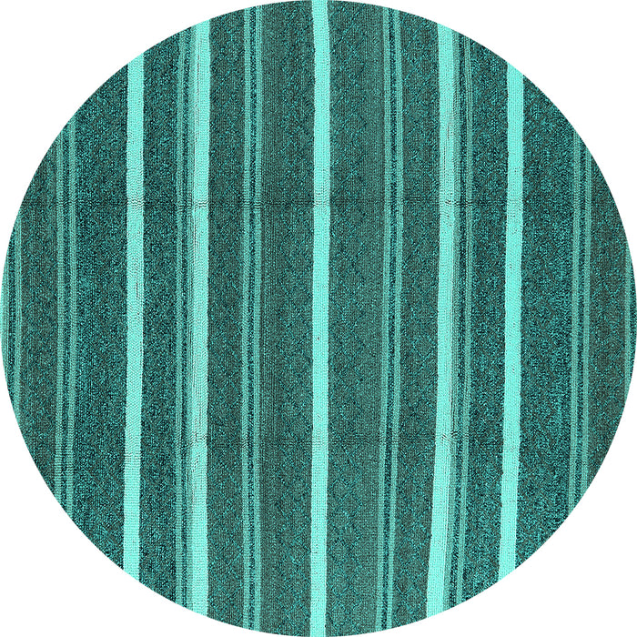 Round Oriental Turquoise Industrial Rug, urb2927turq