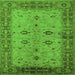 Square Machine Washable Oriental Green Traditional Area Rugs, wshurb2928grn