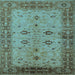 Square Machine Washable Oriental Light Blue Traditional Rug, wshurb2928lblu