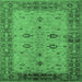 Square Machine Washable Oriental Emerald Green Traditional Area Rugs, wshurb2928emgrn