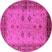 Round Oriental Pink Traditional Rug, urb2928pnk