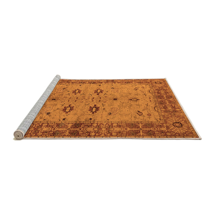Sideview of Machine Washable Oriental Orange Traditional Area Rugs, wshurb2928org