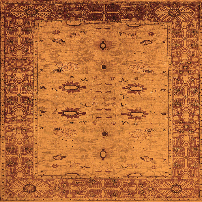 Square Machine Washable Oriental Orange Traditional Area Rugs, wshurb2928org