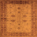 Square Machine Washable Oriental Orange Traditional Area Rugs, wshurb2928org