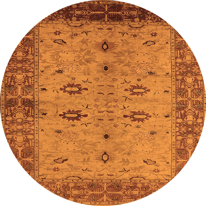 Round Oriental Orange Traditional Rug, urb2928org