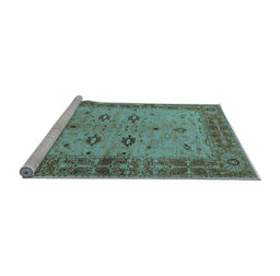 Sideview of Machine Washable Oriental Light Blue Traditional Rug, wshurb2928lblu