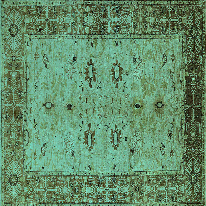 Square Machine Washable Oriental Turquoise Traditional Area Rugs, wshurb2928turq