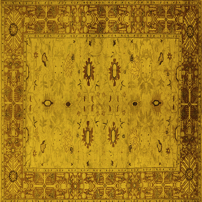Square Machine Washable Oriental Yellow Traditional Rug, wshurb2928yw