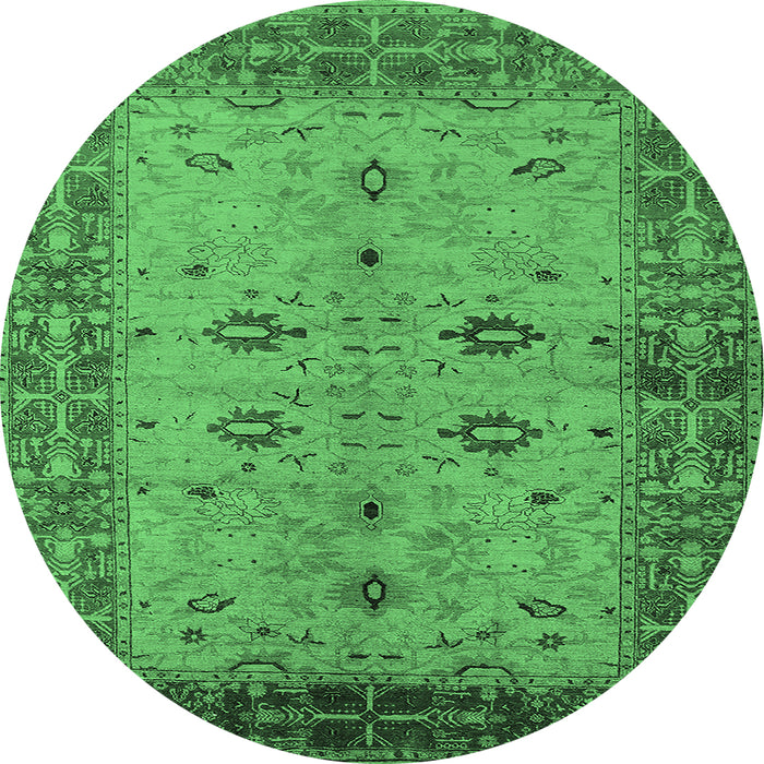 Round Oriental Emerald Green Traditional Rug, urb2928emgrn