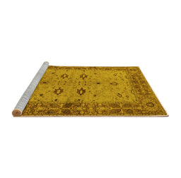 Sideview of Machine Washable Oriental Yellow Traditional Rug, wshurb2928yw