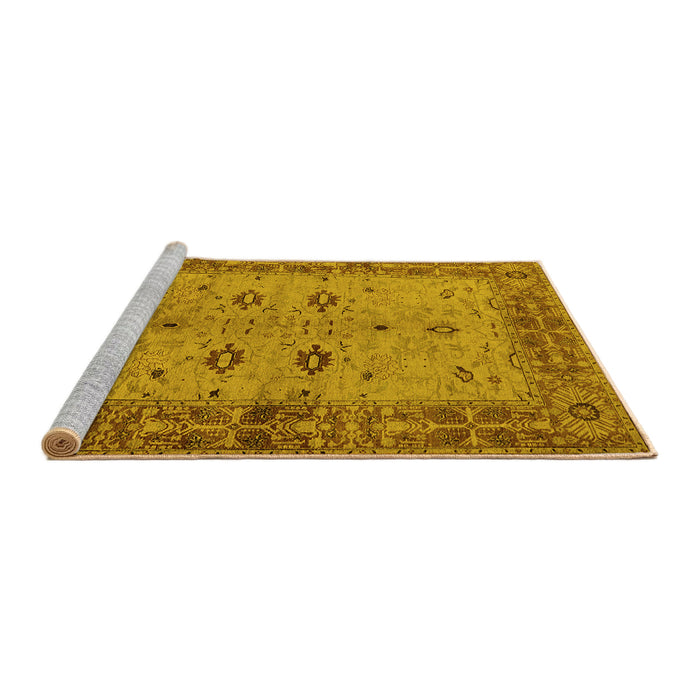 Sideview of Machine Washable Oriental Yellow Traditional Rug, wshurb2928yw
