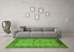 Machine Washable Oriental Green Traditional Area Rugs in a Living Room,, wshurb2928grn