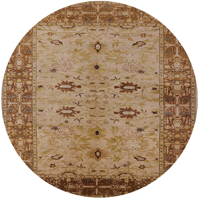 Round Mid-Century Modern Mahogany Brown Oriental Rug, urb2928