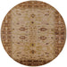 Round Mid-Century Modern Mahogany Brown Oriental Rug, urb2928
