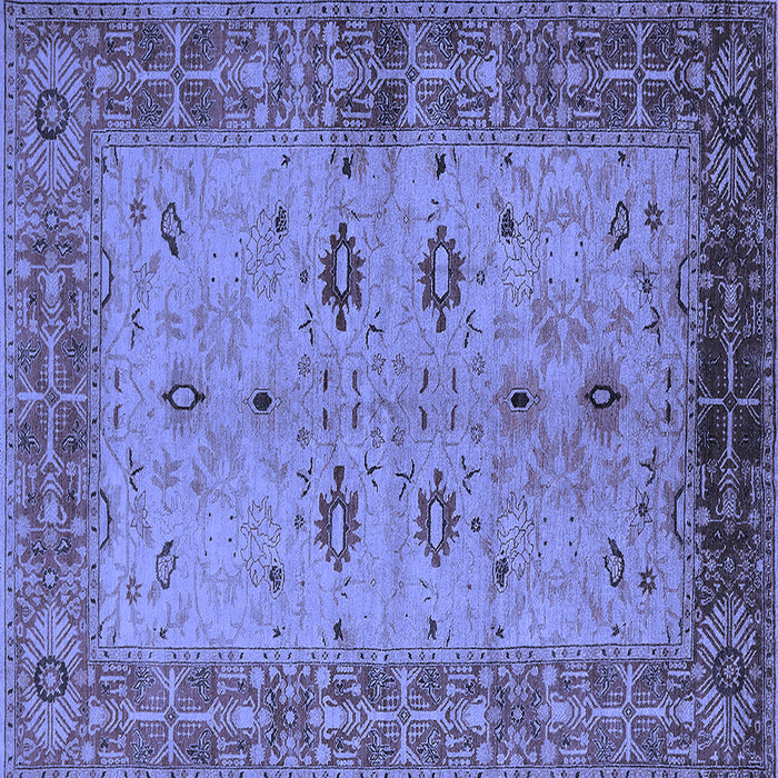 Square Machine Washable Oriental Blue Traditional Rug, wshurb2928blu