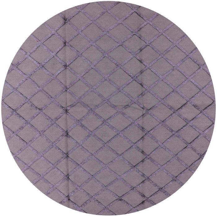 Round Mid-Century Modern French Lilac Purple Solid Rug, urb2929