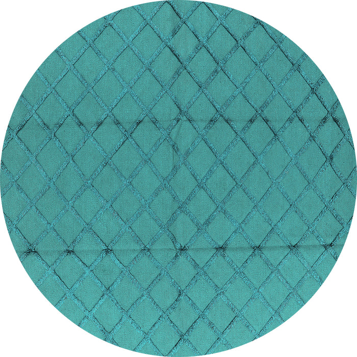 Round Machine Washable Solid Turquoise Modern Area Rugs, wshurb2929turq