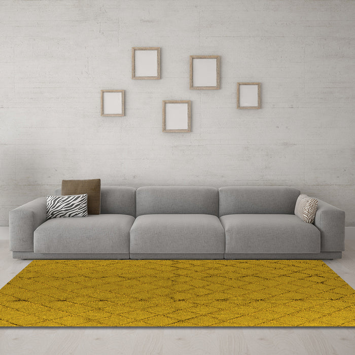 Machine Washable Solid Yellow Modern Rug in a Living Room, wshurb2929yw