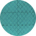 Round Solid Turquoise Modern Rug, urb2929turq