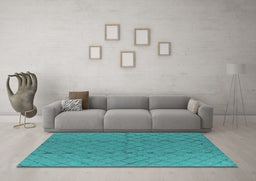 Machine Washable Solid Turquoise Modern Area Rugs in a Living Room,, wshurb2929turq
