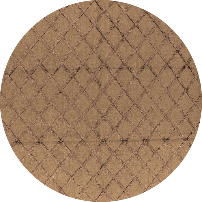 Round Machine Washable Solid Brown Modern Rug, wshurb2929brn