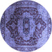 Round Machine Washable Persian Blue Traditional Rug, wshurb2930blu