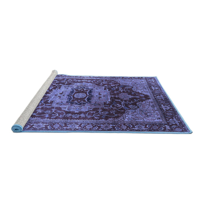 Sideview of Machine Washable Persian Blue Traditional Rug, wshurb2930blu