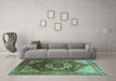 Machine Washable Persian Turquoise Traditional Area Rugs in a Living Room,, wshurb2930turq