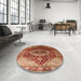 Round Mid-Century Modern Red Persian Rug in a Office, urb2930
