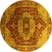 Round Machine Washable Persian Yellow Traditional Rug, wshurb2930yw