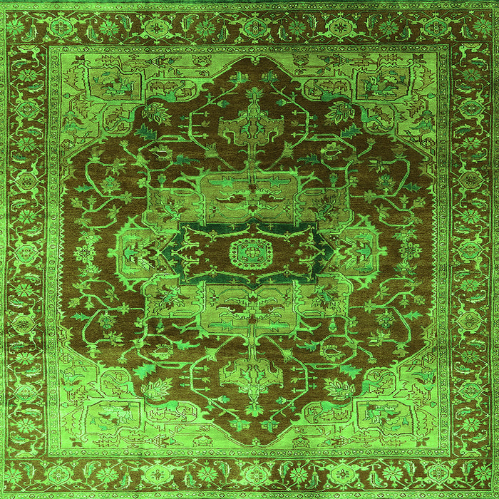 Square Persian Green Traditional Rug, urb2930grn
