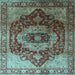 Square Machine Washable Persian Light Blue Traditional Rug, wshurb2930lblu