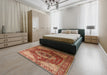 Mid-Century Modern Red Persian Rug in a Bedroom, urb2930