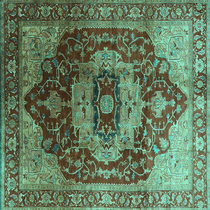 Square Persian Turquoise Traditional Rug, urb2930turq
