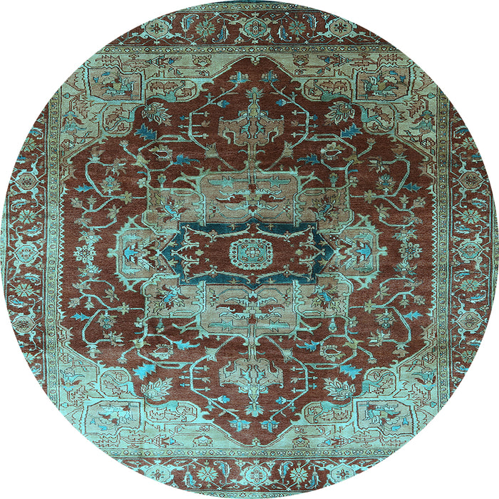 Round Persian Light Blue Traditional Rug, urb2930lblu