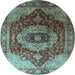 Round Persian Light Blue Traditional Rug, urb2930lblu