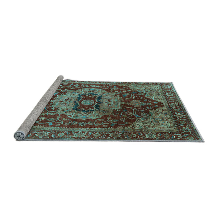 Sideview of Machine Washable Persian Light Blue Traditional Rug, wshurb2930lblu