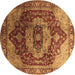 Round Machine Washable Persian Brown Traditional Rug, wshurb2930brn