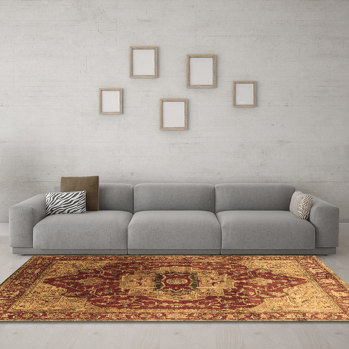 Machine Washable Persian Brown Traditional Rug in a Living Room,, wshurb2930brn