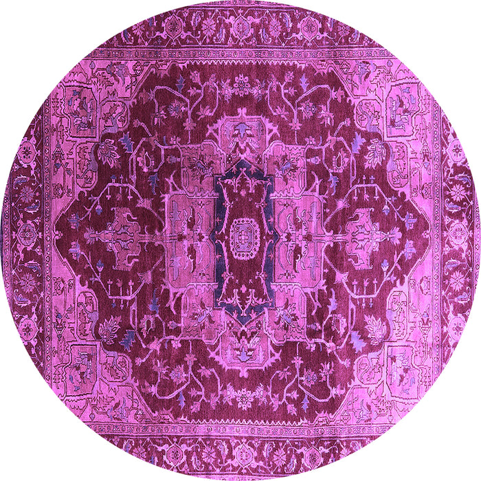 Round Persian Purple Traditional Rug, urb2930pur