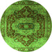 Round Machine Washable Persian Green Traditional Area Rugs, wshurb2930grn