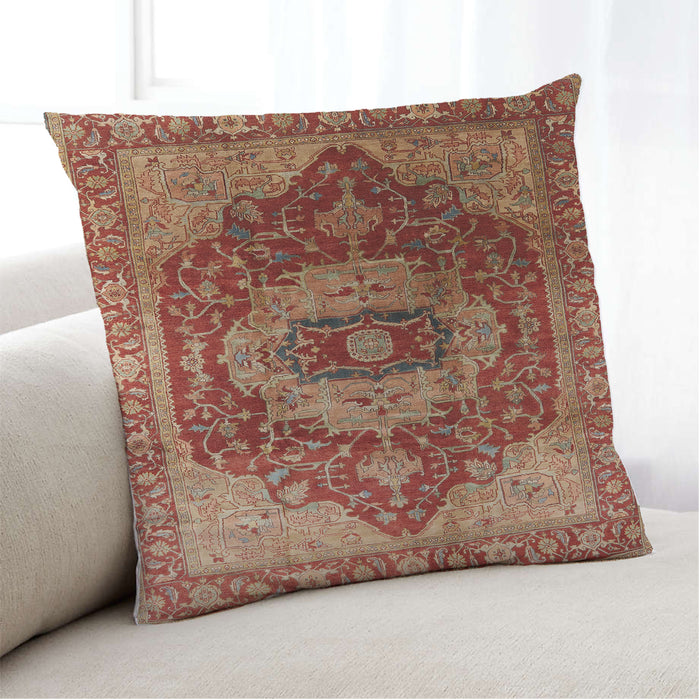 Lifestyle Image of Mid-Century Modern Urban Square Red Throw Pillow, 18 inch by 18 inch, pwurb2930