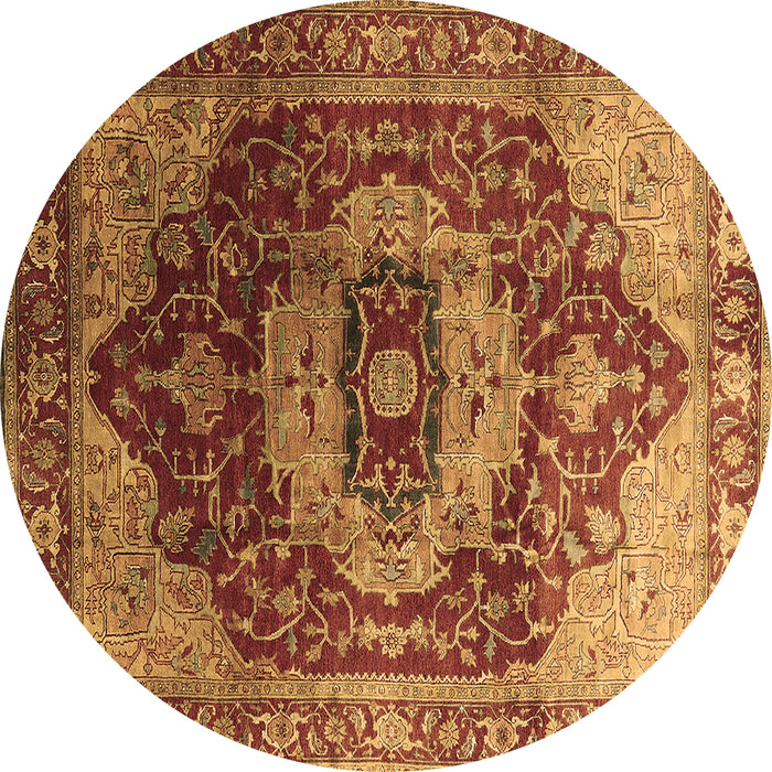Round Persian Brown Traditional Rug, urb2930brn