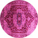 Round Machine Washable Persian Pink Traditional Rug, wshurb2930pnk