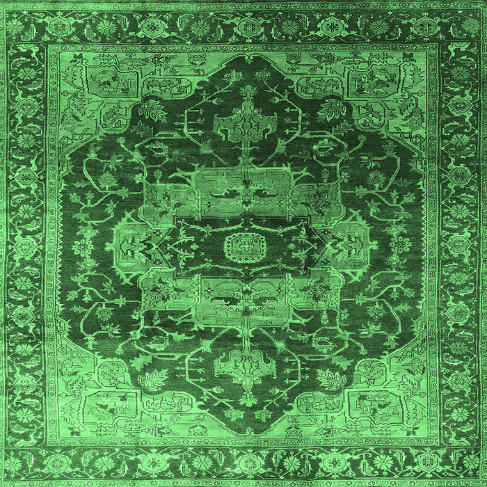 Square Persian Emerald Green Traditional Rug, urb2930emgrn
