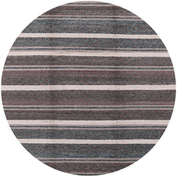 Round Mid-Century Modern Black Oriental Rug, urb2931