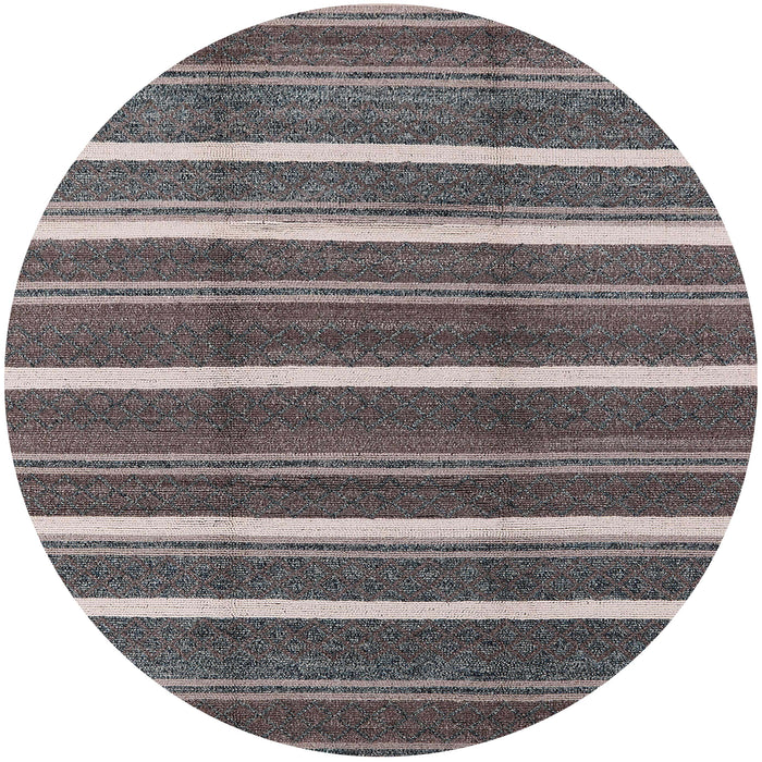 Round Mid-Century Modern Black Oriental Rug, urb2931