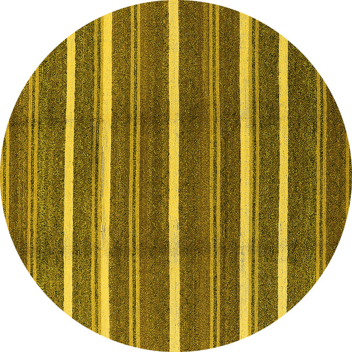 Round Machine Washable Oriental Yellow Industrial Rug, wshurb2931yw