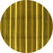 Round Machine Washable Oriental Yellow Industrial Rug, wshurb2931yw