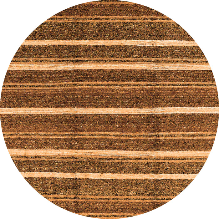 Round Machine Washable Oriental Orange Industrial Area Rugs, wshurb2931org